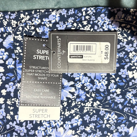 Counterparts Navy and White Floral Stretch Pants - Picture 1 of 2